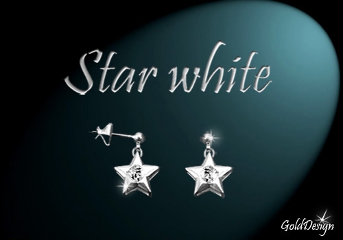 Star white - náušnice rhodium